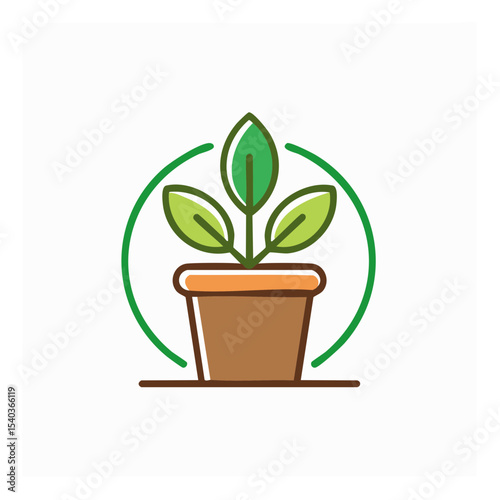 Plant in pot icon seedling indoor green circle growing plants growth freshness eco nature environment gardening hobby care