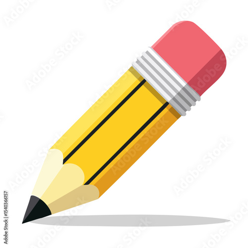 Yellow Pencil with Eraser Writing on Black Background for Creative Projects and Designs