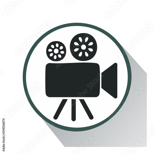 Retro Style Movie Camera Icon Graphic Showing Vintage Film Production and Entertainment