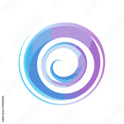 Abstract Artistic Round Shape Gradient Swirl Design in Purple, Blue, and White
