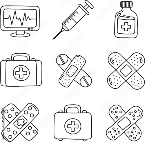 Medical Supplies and Equipment Essential Healthcare Icons