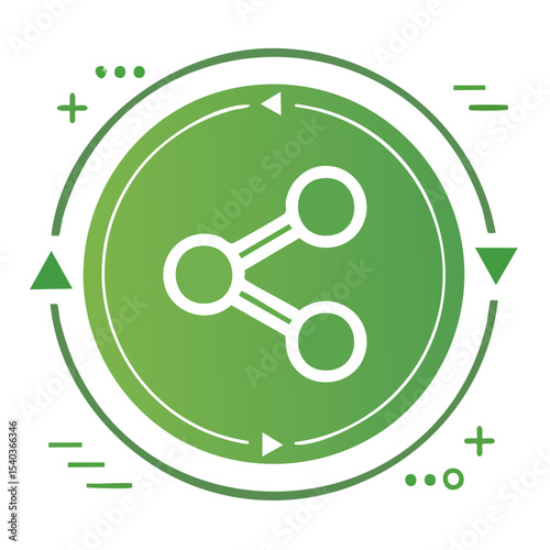 Communication connectivity sharing icon graphic illustration social connections networking data transfer green theme black background