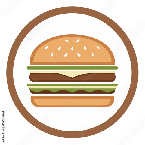 Graphic Burger Illustration on a Plate Vector Design Fast Food Meal Icon Gourmet Restaurant Logo Template