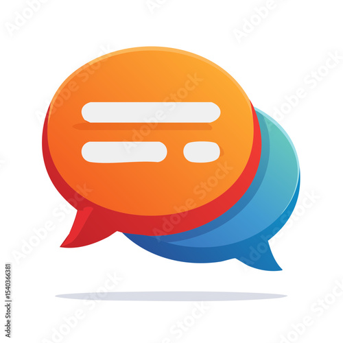 Overlayed Message Bubbles in Orange and Blue with Modern Design, Communication Icons