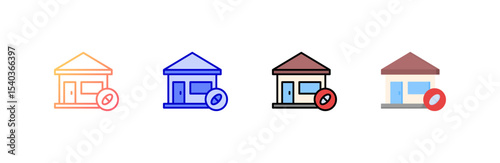 Pharmacy icon set multiple style collection