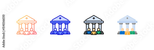 Government icon set multiple style collection