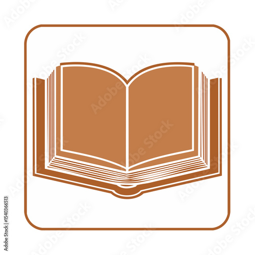 Stylized Brown Book Icon Open Pages Education Symbol Reading Learning Illustration