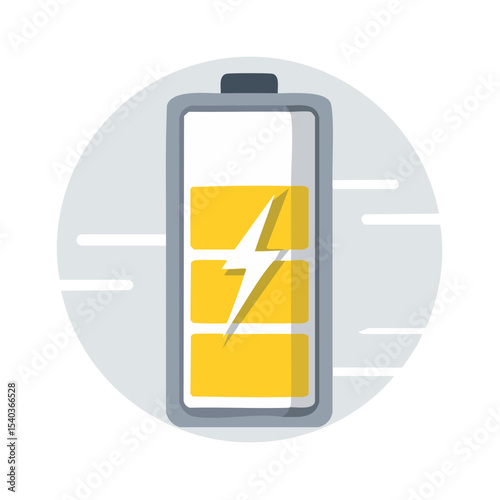 Battery Charge Level Indicator Representing Energy Storage and Power Supply with Lightning Bolt Symbol