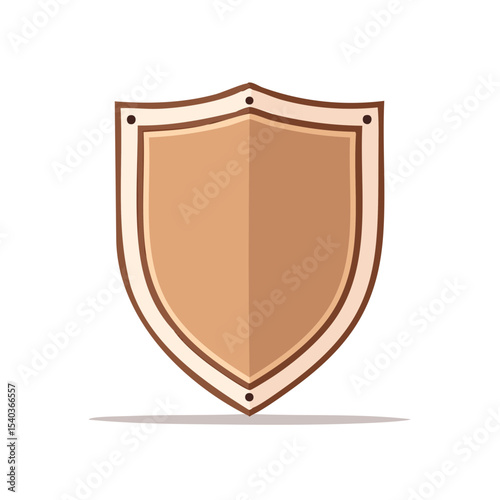 Isolated vector shield illustration with brown tones, security design and simple protection graphic element.