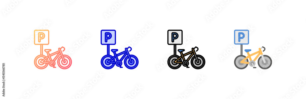 Fototapeta premium Bicycle Parking icon set multiple style collection