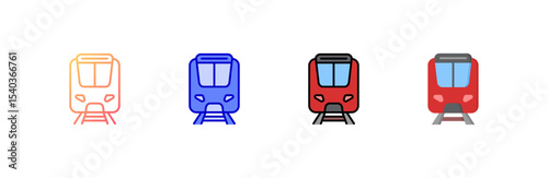 Subway icon set multiple style collection