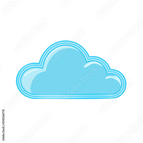 Isolated Light Blue Cartoon Cloud with Outline Against Dark Background Weather Icon Vector Graphic