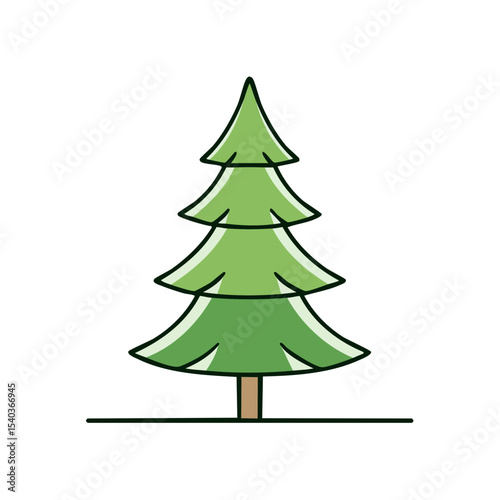 Stylized Evergreen Tree Illustration on Black Background for Holiday or Nature Theme