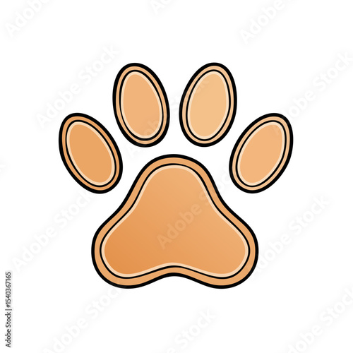 Stylized Animal Paw Print with Gradient Fill on Black Background, Pet Illustration