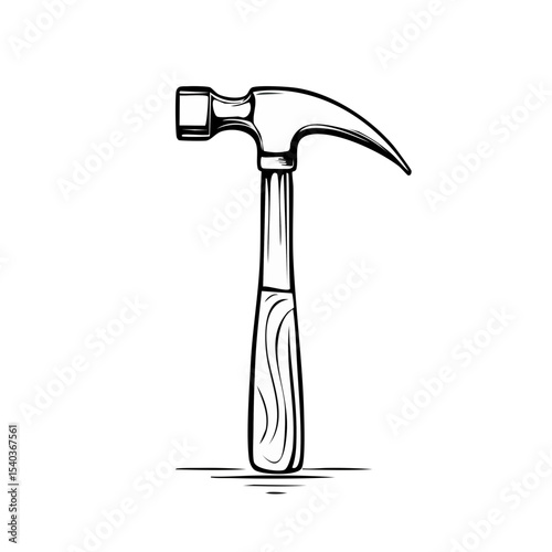 White Hammer Tool on Black Background Construction Equipment Illustration