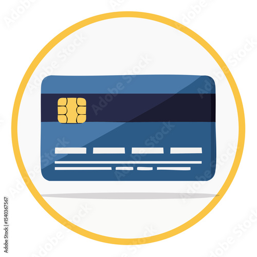 Credit card with chip technology for online transactions safe secure payment and digital banking operations in a conceptual cartoon style