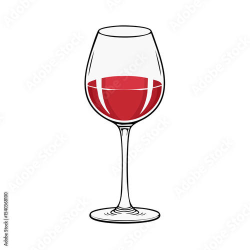 Red Wine in a Stemmed Glass Against a Black Background - Wine Drink Vector Illustration
