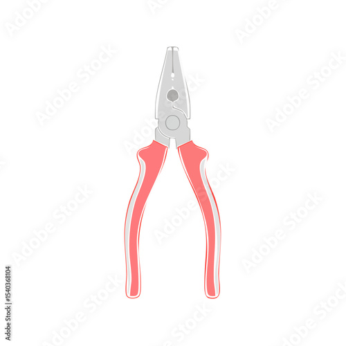 Illustration of a Pliers Tool with Red Handles for Construction and Repair Work on a Black Background