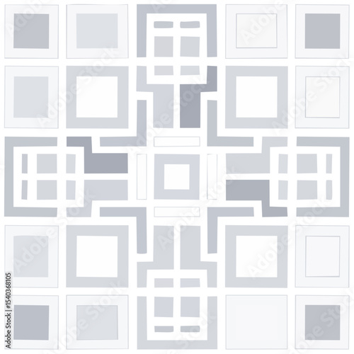 Geometric Squares Pattern Abstract Arrangement Artful Design Black and White Tones Modern Graphic Background Concept