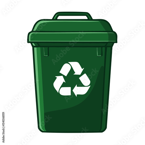Green Recycling Bin for Waste Segregation and Environmental Preservation with Arrows Symbol