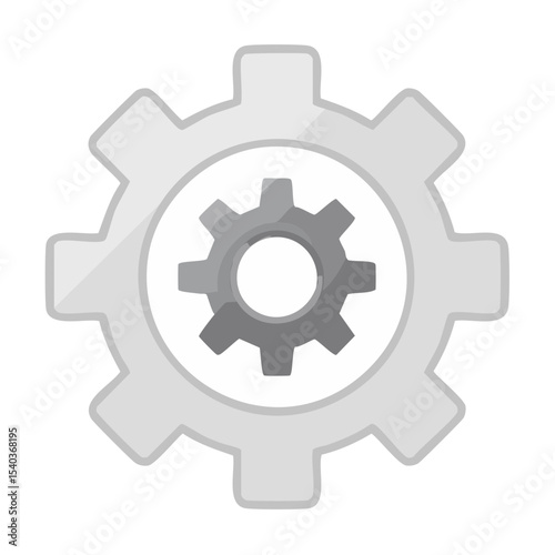 Gear mechanism system graphic illustration. Settings cogwheel icon. Engineering symbol, machine part design, maintenance, industrial process, service, vector clip art