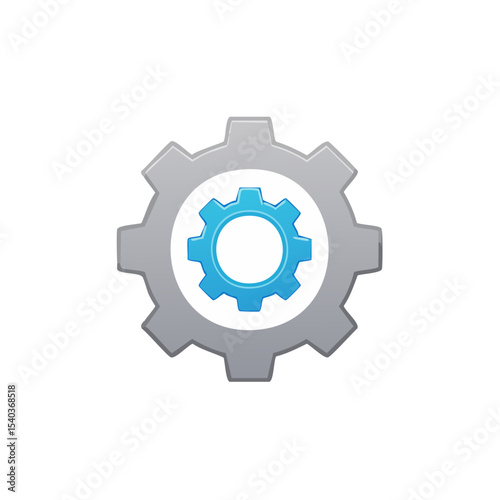 Settings icon design element with cogwheel gears representing configuration preferences and system administration tools
