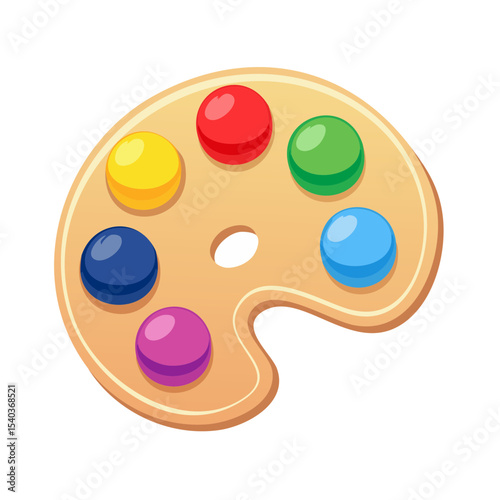 Cartoon Artist Palette with Colorful Paint Swatches Illustration on Black