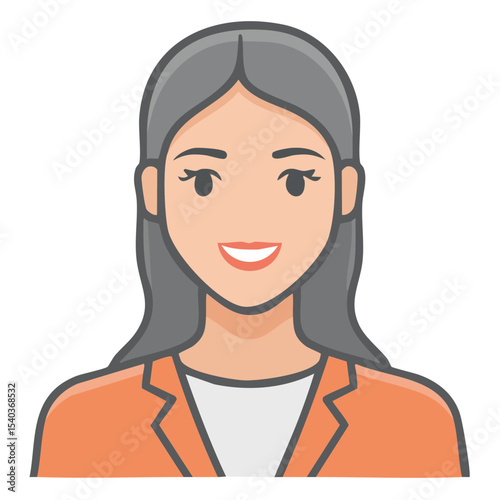 Smiling Businesswoman Wearing Orange Blazer Vector Graphic Avatar for Corporate Profile