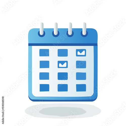 Blue Calendar Icon with Check Marks for Events and Appointments