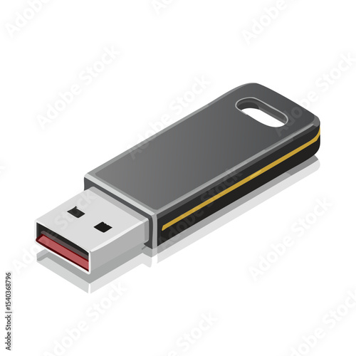 Gray and White USB Flash Drive for Data Storage on Black Background