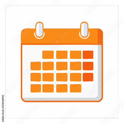 Orange calendar icon reminder date schedule for planning events appointments organization and time management in vector illustration