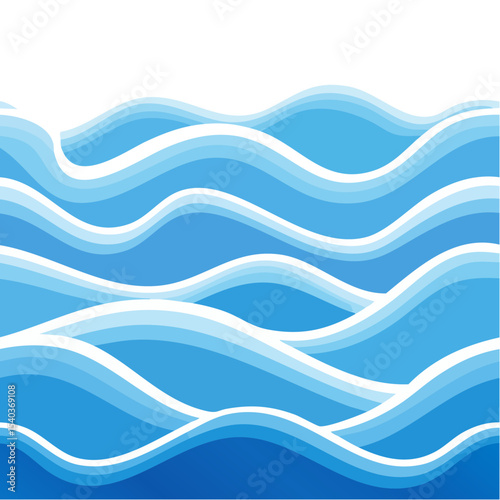 Abstract Blue Sea Waves with Black Background Vector Graphic Illustration