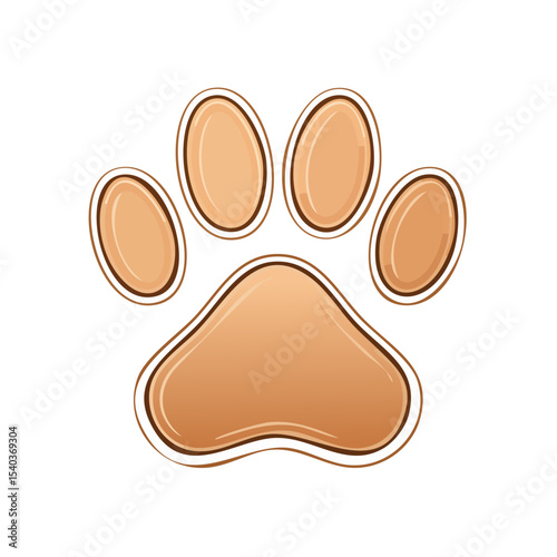 Illustration of Pet Paw Print in Brown and White on Black Background