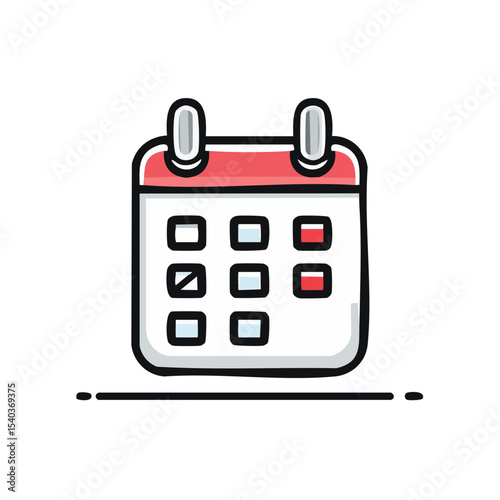 Calendar illustration marked events scheduling reminders planning organization time management business appointment date cartoon design