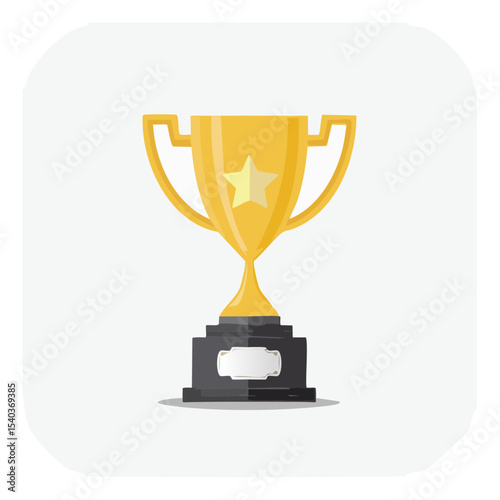 Golden Trophy Award on Pedestal Symbolizes Achievement and Success Acknowledging Victory and Championship in Competitive Fields with Star Detail