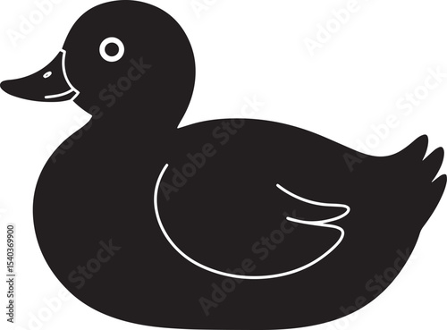 Adorable Black Duck Silhouette A Simple, Elegant Illustration