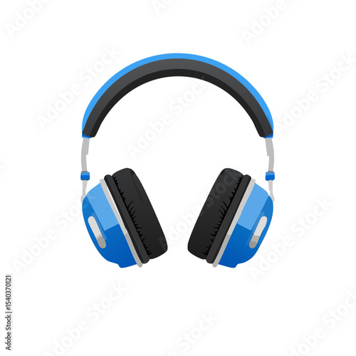 Blue and Black Wireless Headphones on a Clean Black Background Modern Audio Equipment for Music Listening Vector Illustration Style