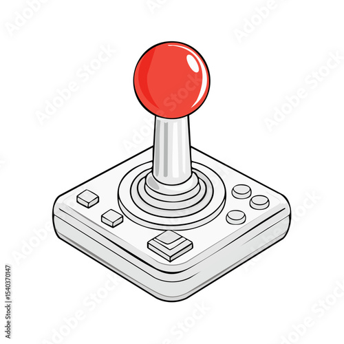 Vintage Game Controller Illustration with Red Joystick for Retro Gaming and Entertainment