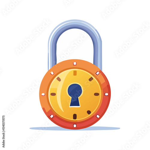 Stylized Padlock Illustration with Keyhole for Security Concept Graphic Element Safety Lock Cartoon Design