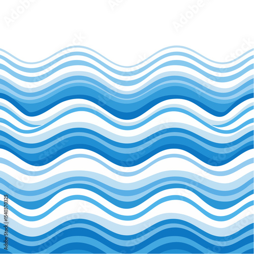 Abstract blue waves flowing in seamless pattern representing ocean or sea concept for a water background with varying shades of light and dark