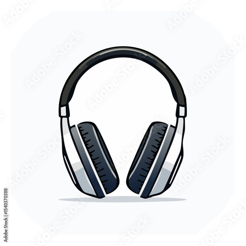Studio Headphones Audio Listening Device Cartoon Illustration Isolated on White Background