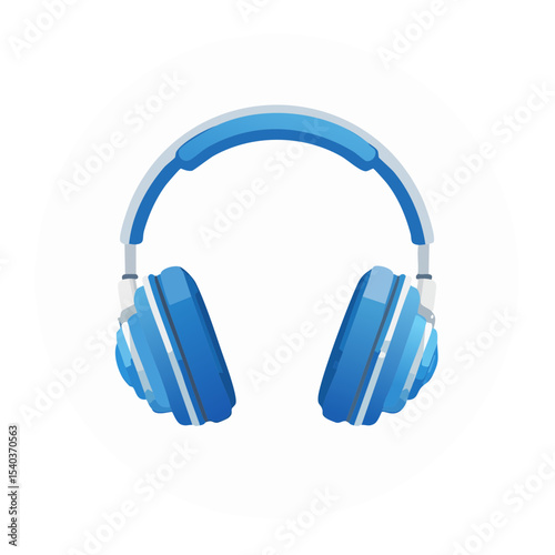 Blue wireless headphones on white background for listening music and audio in modern design style  Entertainment and personal electronic device