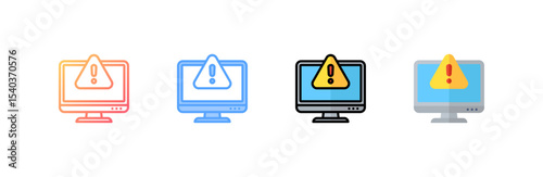 Monitor icon set multiple style collection
