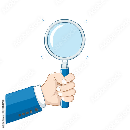 Hand Holding Magnifying Glass Cartoon Investigation Search Exploration Discovery
