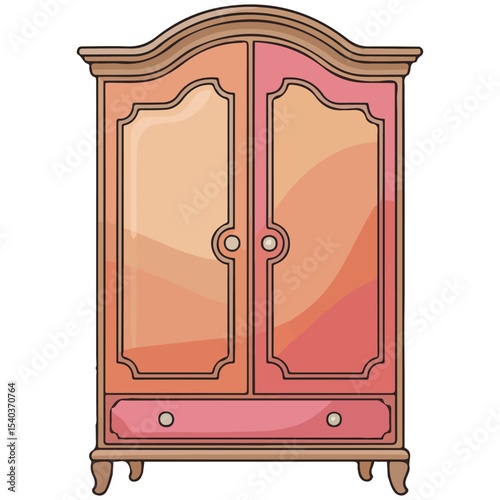 Wooden nightstand drawers furniture vector isolated white background