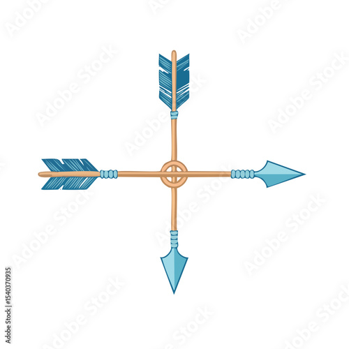 Four Arrows Crossing Symbolic Design, Native American Style Element