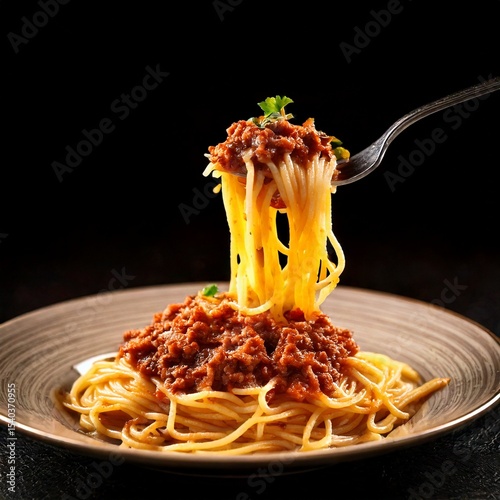 Spaghetti with bologna sauce. Italian food. Classic paste. Pasta with meat and tomato