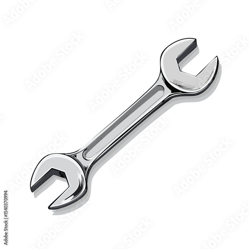 Illustration of a Metal Wrench on Black Background for Repair, Mechanic, and Industrial Uses