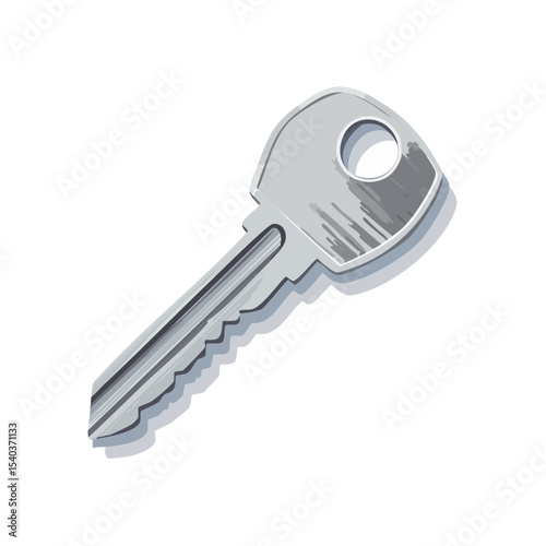 Isolated illustration of a metal door key on a black background, symbolizing access and security