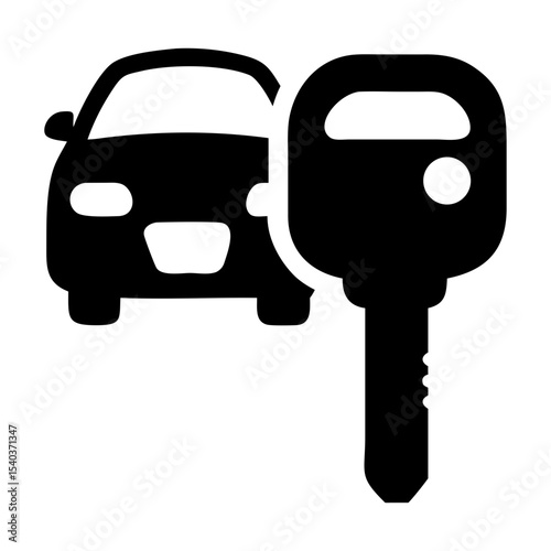 Car Key Icon Simple Vector Illustration of Automobile Key and Car